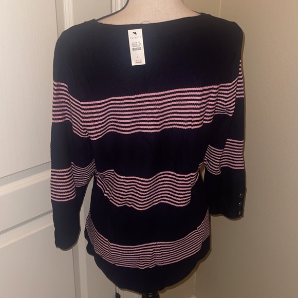 Talbots pink and blue stripe sweater NWT - Picture 2 of 4